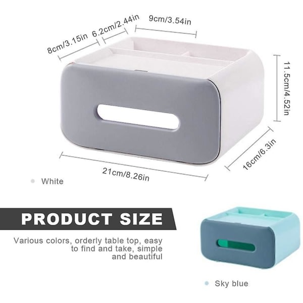 Tissue Box, Tissue Box-holdere Multifunktionel dobbeltlagers vævnadsdispenser (vit)