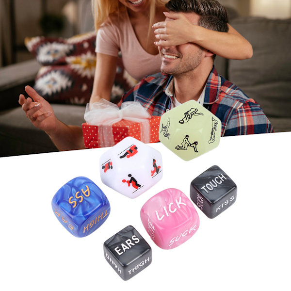 6 stk. par terninger engelske action instruktioner mønster date night par terningespil til bryllupsrejse jubilæum par terninger
