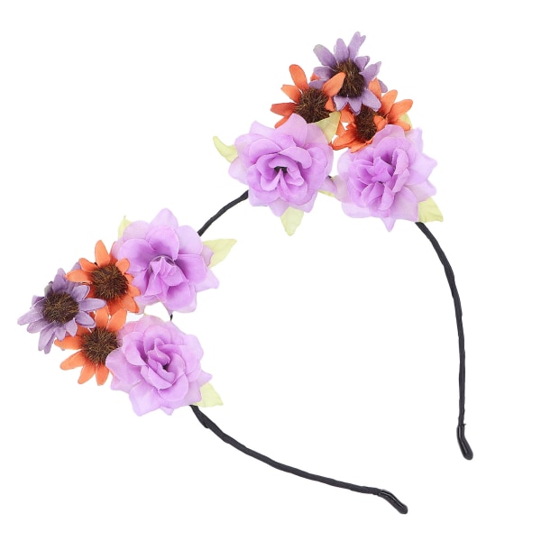 Flower Hair Hoop Boho Ear Auringonkukkapääpanta Päähine Asusteet aikuisille Lapsille Purppura+oranssi