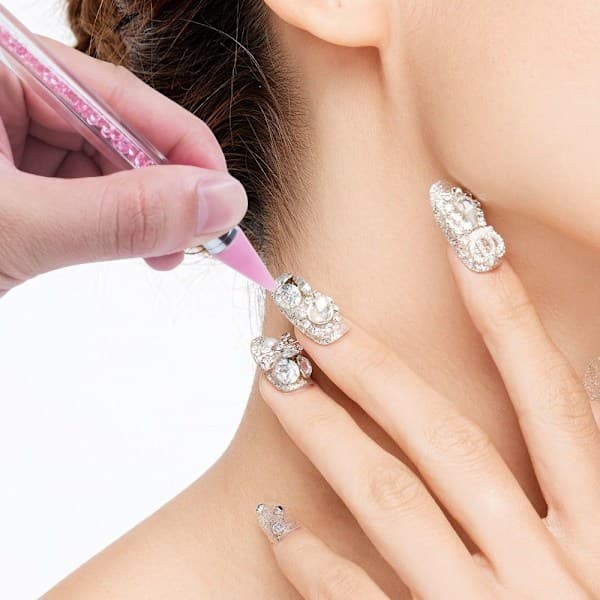 5 stk. Vokshovedspidser Rhinestones Gems Picker SORT Sort