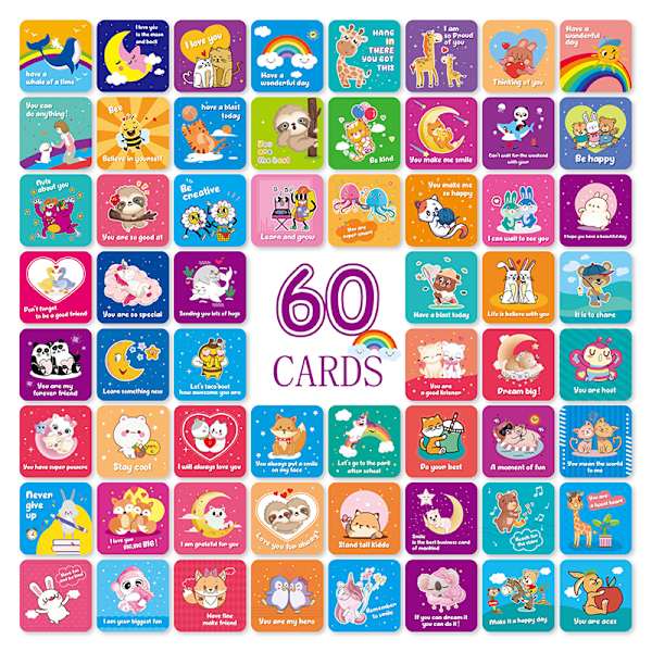 60 st Lunchbox-lappar för barn med roliga meddelanden
