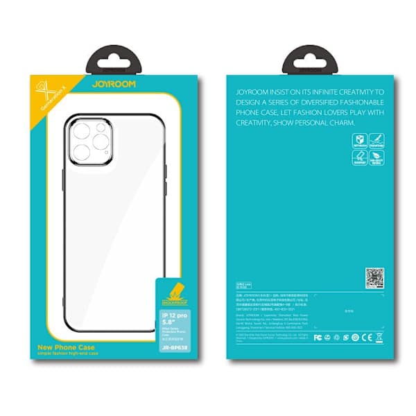 Ultratankt, transparent etui med metalramme til iPhone 12 Pro, sort