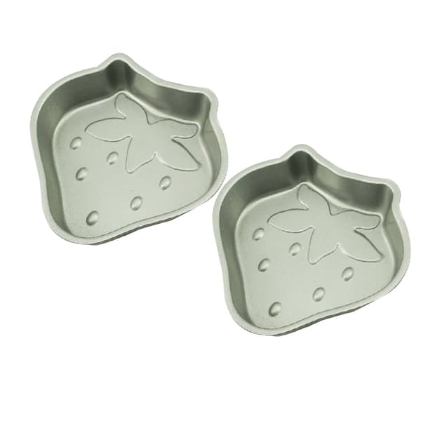 2 stk Mini Kakeformer Bakeplate Kakebakeform DIY Kakebakeplate Husholdningsbakverk Puddingform (Sølv Jordbær)