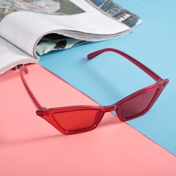 Moderigtige vintage-stil slidbestandige solbriller Eyewear Solbriller til kvinder (røde)