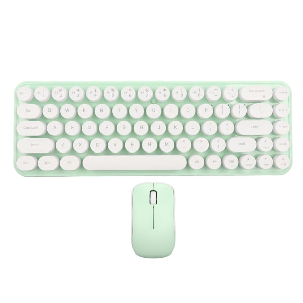 Skrivmaskin Tangentbord och mus Combo 68 tangenter 2,4 GHz stabil överföring Batteridrivet Retro skrivmaskin Tangentbord för Windows Vit Grön