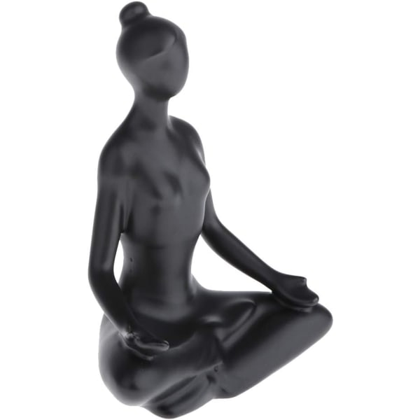 Skulptur, Jente Figur i Keramikk, Yoga Pose Svart-modell