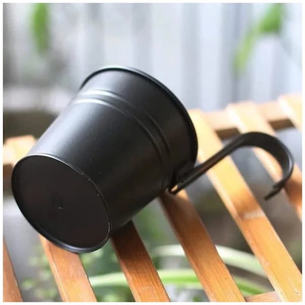 Metal Hanging Planter, Durable Flower Pot, Black, 4-Pack