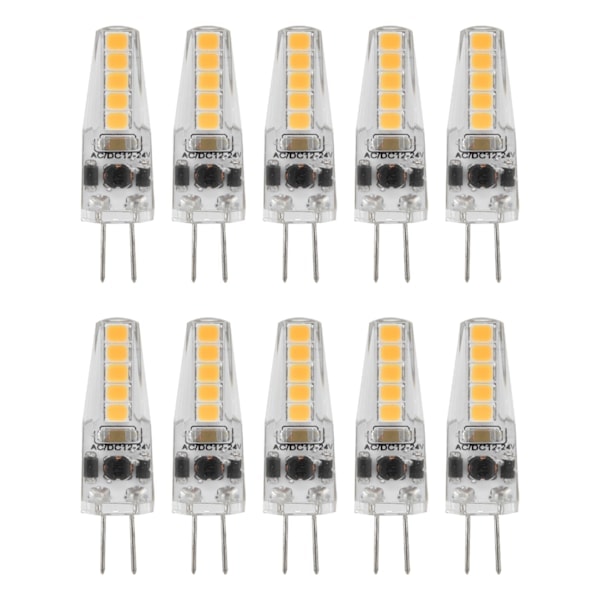 10 kpl G4 LED-lamppuja 2W Bi Pin -kanta Himmennettävät lamput kattokruunuun Kattovalaisin Pöytävalaisin Lämmin valkoinen 3000K AC 12‑24V[qb] 0.1