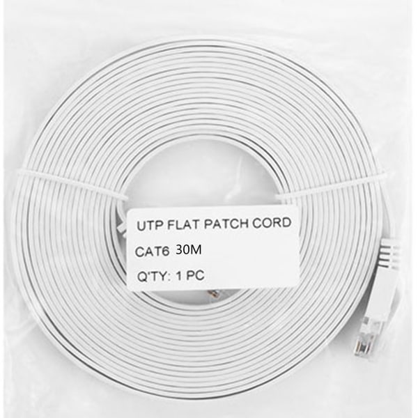 1000 Mbps Gigabit nettverkskabel 98 fot RJ45-port CAT6 nettverkskabel Ethernet-kabel for rutere Datamaskiner Hvit