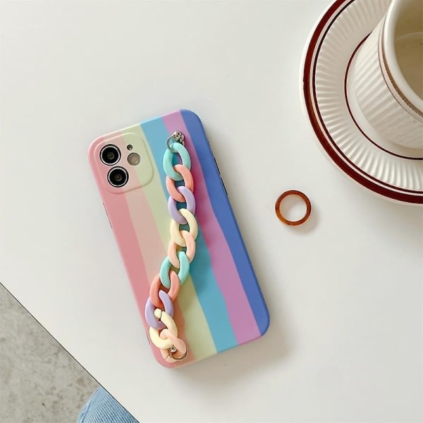 Nytt for Iphone 12 Pro Rainbow iskunkestävä case Rainbow käsivarsinauhalla(b)