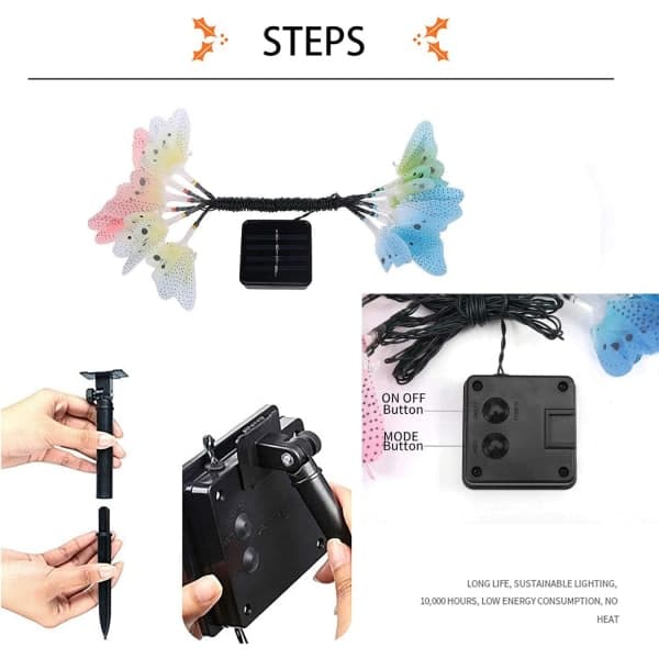 12 st LED Solar Butterfly Lights, Outdoor Lights, 8 Modes（PA）