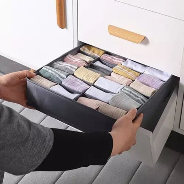 4-Pack Garderobsförvaring Underkläder Lådorganisatör Grå—pa