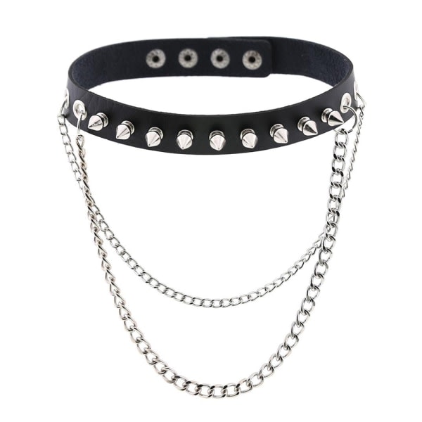 Punk goth metal spik dubbade länk läder krage choker