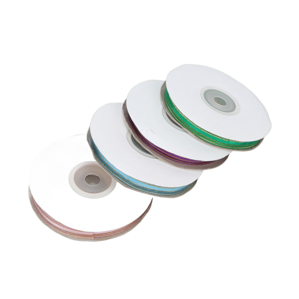 4 STK 9 mm bredde gennemsigtigt satinbånd Farverige polyester chiffonbånd til gaveindpakning