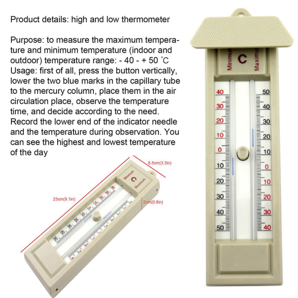 -40 Till 50 Växthus Max-min Press Termometer Hemtemperaturövervakningsverktyg Au