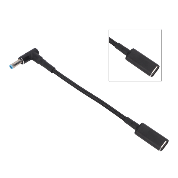 USB C til DC Adapter PD 100W Type C til DC 4,5x0,6mm Port Extension Ladeadapter til HP 4,5x0,6mm Port Laptop