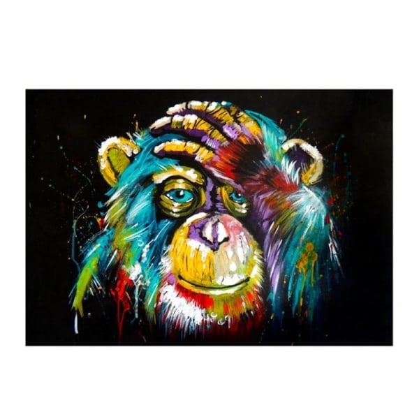 (30x40cm) Rund Diamant Akvarel Pansy Monkey Vægkunst Canv_paris