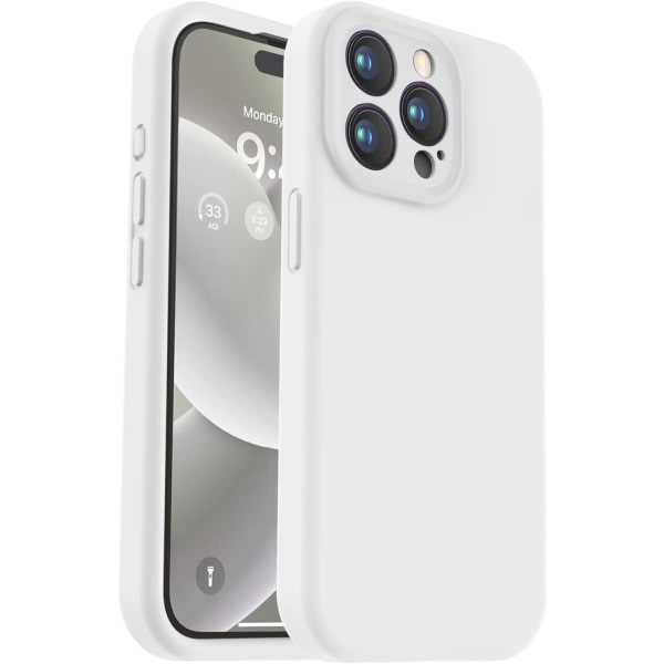 Kompatibel med iPhone 15 Pro-deksel, [kamera] [Mjukt mikrofiberfoder] Støtsikkert telefondeksel til iPhone 15 Pro 6,1 tum - Vit