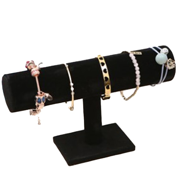 T Bar Armbandshållare Flanell Utseende Delikat Modern Watch Display Stand Smycken Display Svart