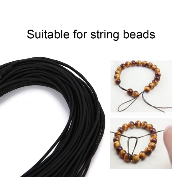 Elastisk stræksnor 1,2 mm 15 m omviklet perlestreng til fremstilling af gør-det-selv-smykker (sort 3 bundt)