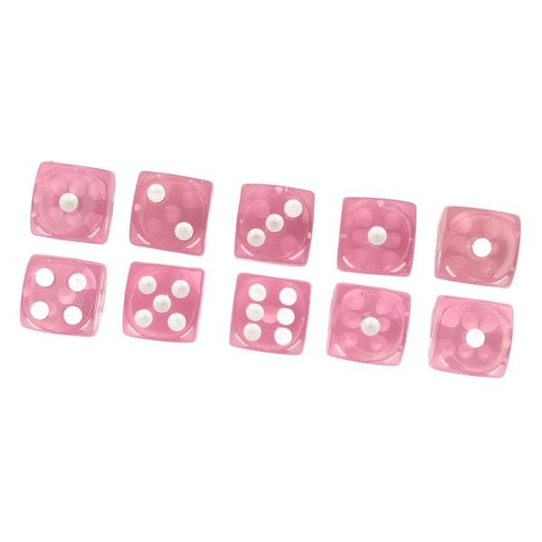 20 stk terningsæt 6-sidede gennemsigtige terninger afrundede hjørneterninger til brætspil og matematikundervisning Pink med hvide pletter