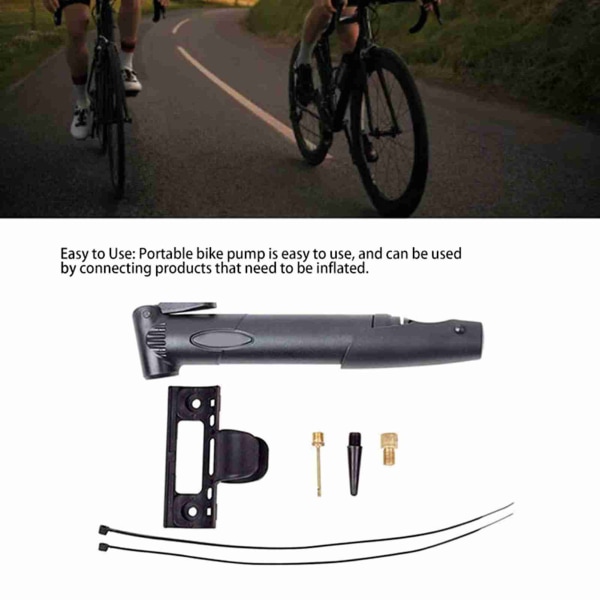 Bike Pump Kompakti kannettava polkupyörän täyttölaite 3 eri suuttimella erilaisille puhallettaville tuotteille