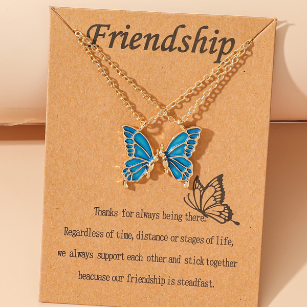Kvinnors fjärilshalsband Legering BFF Chain Friendship Halsband för 2 flickor Fjärilshänge Halsband Smycken Födelsedagspresenter