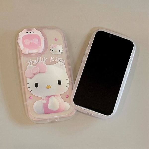 Sanrios Kawaii 3D Hello Kitty iPhone 12 11 Pro Max Sød Tegneserie Telefonetui iPhone 13 Telefonetui Sminkspejl Fødselsdagsgave XsMax