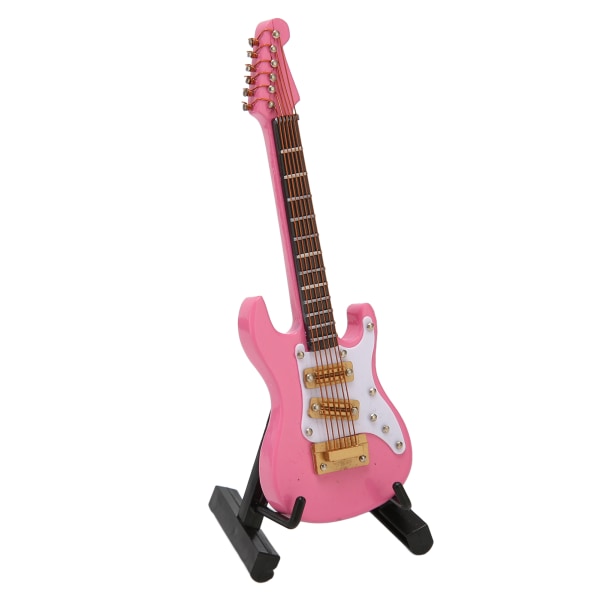 10 cm Mini Gitarr Ornament Display Fäste Förvaringslåda Musikinstrument Gitarr Modell för Dollhouse Rosa