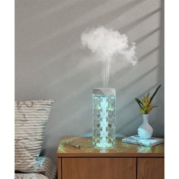 Aroma Diffuser Luftfugter 2-i-1 RGB Natlampe Krystal—pa