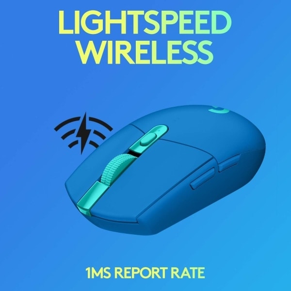 Logitech G305 LIGHTSPEED trådløs spillmus, Hero 12K-sensor, 12 000 DPI, lett, 6 programmerbare knapper, 250 timers batteritid Blå
