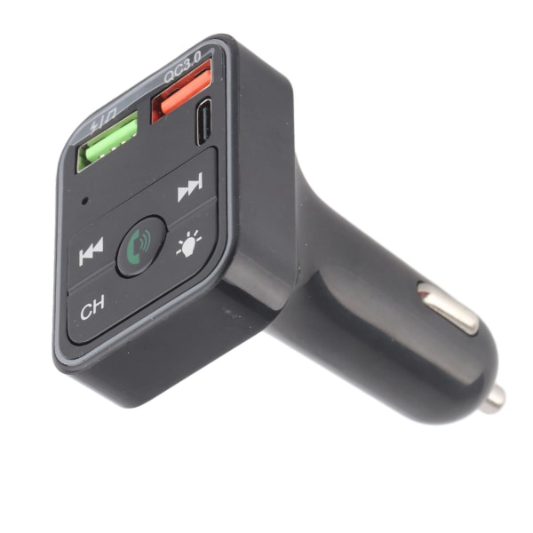 Bilsender Trådløs Adapter Håndfri Opkald Musik Dobbelt USB-port 1 Type C 7 Farverigt lys Biltilbehør DC12?24V til køretøj