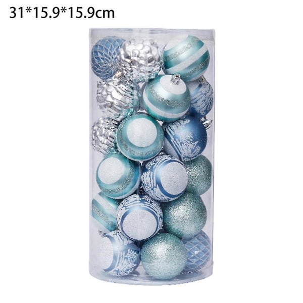 60 mm delikat färgtema & glittrande julgranshängen Dekorativt hängande - 30 stycken blå färg