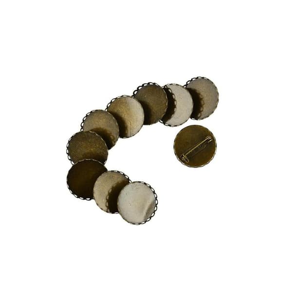 1/2 10 st Brosch Blank Knappnål Bas 25mm Rund Blomplatta