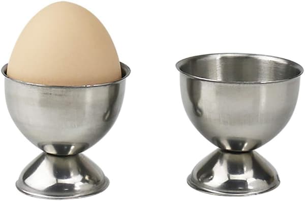 2 stk. eggkopper i rustfritt stål, eggkopper, kjøkkenredskaper for hardkokte egg