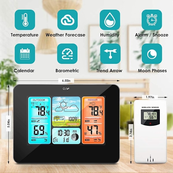 Digital väderstation med LCD-skärm och trådlös sensor 460