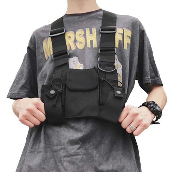 Musta Tactical Liivi Utility Liivi Rintavaljaat Street Wear Hip Hop—pa