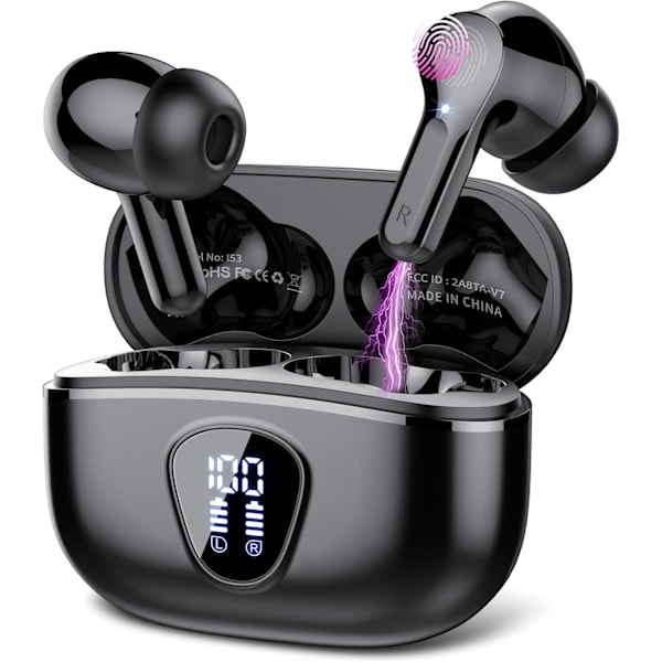Paris_Langattomat Kuulokkeet, Bluetooth 5.3 Kuulokkeet, Bluetooth-nappikuulokkeet 40 tunnin toistoajalla, Stereo Bass In-Ear Langattomat Kuulokkeet, LED-näyttö