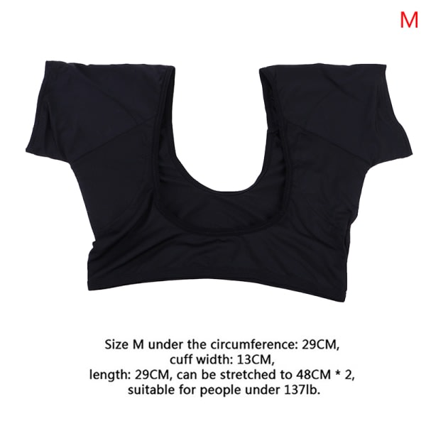 Återanvändbar, tvättbar, svettsäker T-shirt med armhålor Black M