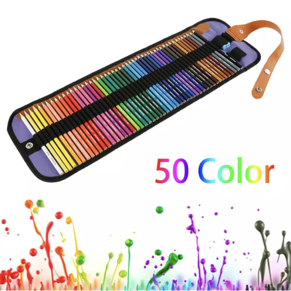 Färgpennor Set med bärbar rullväska Case Inkluderar pennvässare Perfekt för vuxna och barn