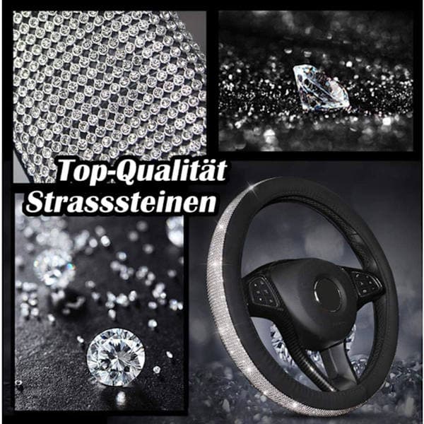 Rattmuffe for kvinner - Glitrende diamantglitter biltilbehør, 38 cm universal (hvit diamant)