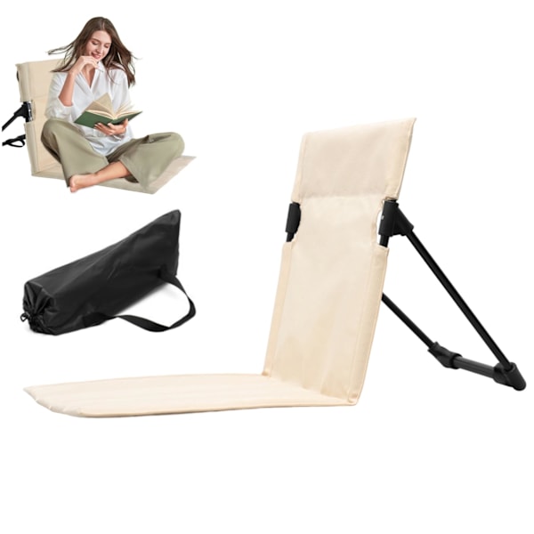 Strandstol med ryggstöd, hopfällbar trädgårdsstol, hopfällbar strandmatta med enkel montering (Beige)