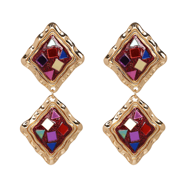 Moderigtigt dame dame geometrisk ørering legering Elegant ørestikker smykker gave (rød)