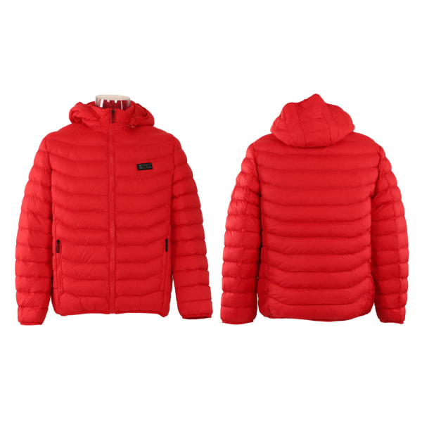 11 områder Opvarmet jakke Udendørs USB Elektrisk Varme Jakker Warm Sprots Thermal Coat Tøj Opvarmelig bomuldsjakke til mænd Rød M
