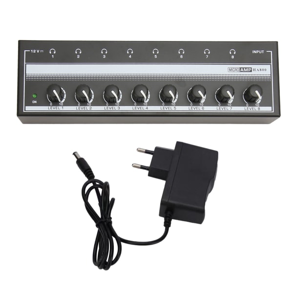 Hörlursförstärkare Professionell power Plug and Play 8-kanals stereohörlursförstärkare 100?240V EU-kontakt