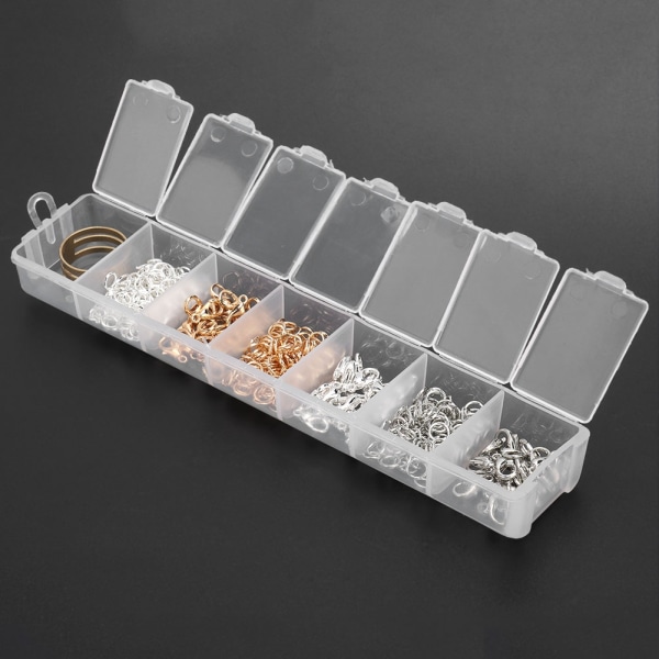 Metal Jump Rings Hummerlås Gör-det-själv smyckesfyndstillbehör Set med låda (7 mm)
