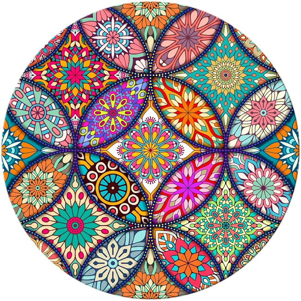 Paris Musmatta, Rund Mandala Musmatta, Söt Musmatta med Design, Halkfri Gummibas Musmatta med Sydd Kant, Vattentät Musmatta, 7,9 x 7,9 Tum