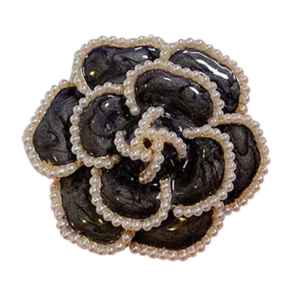 Kukka rintaneula Elegantti koristeellinen lisävaruste koriste-ornamentti takkipukuun Cover Up Black