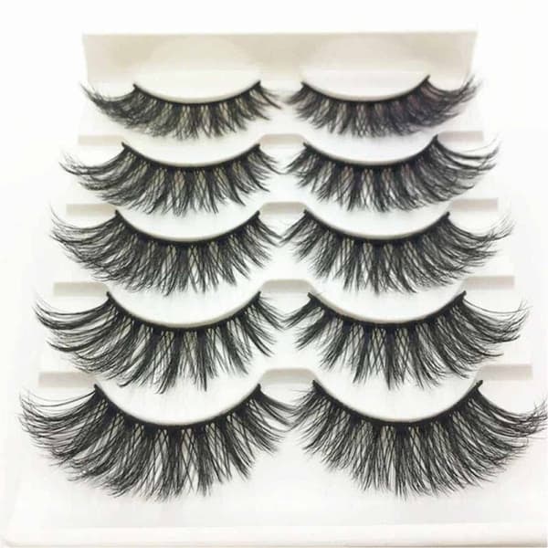 5 par lösögonfransar – 3D faux mink (G-52) Svart—pa