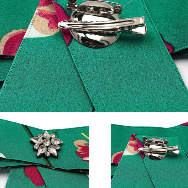 Mote utsøkt sløyfe klut rhinestone sløyfe kvinner smykker tilbehør gave (grønn)